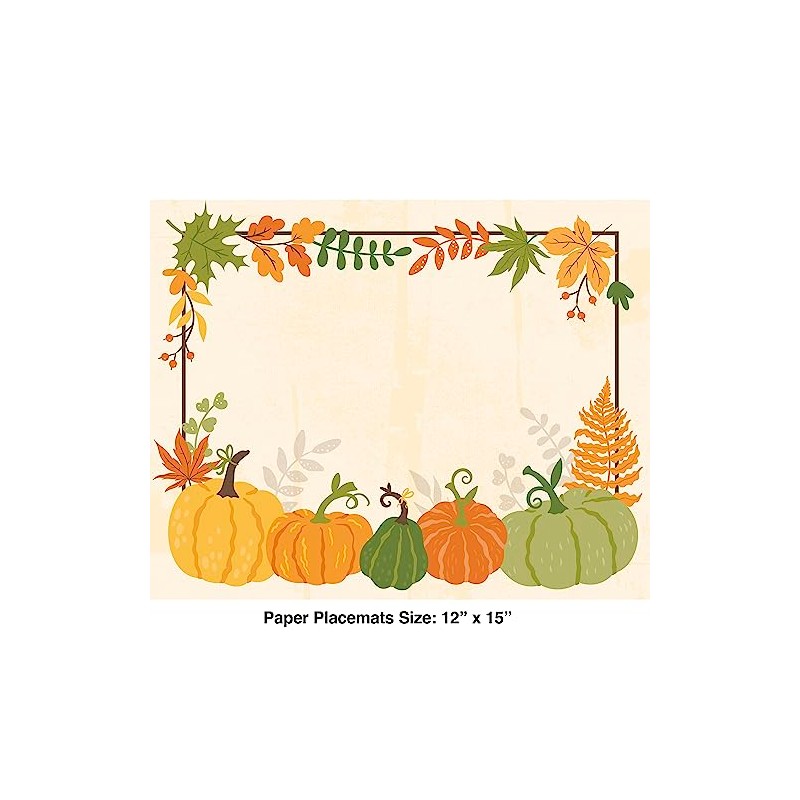 Trendware Fall & Thanksgiving Paper Placemats, 24 ct