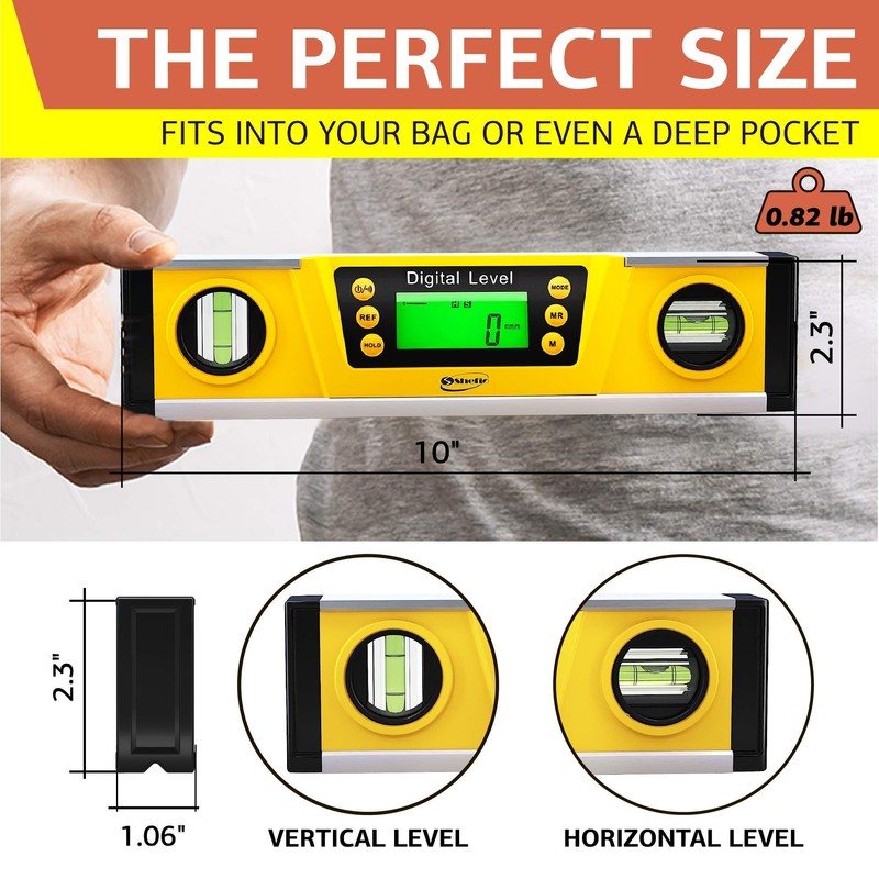 Shefio Digital Level - 10 Inch Torpedo Level And Protractor,