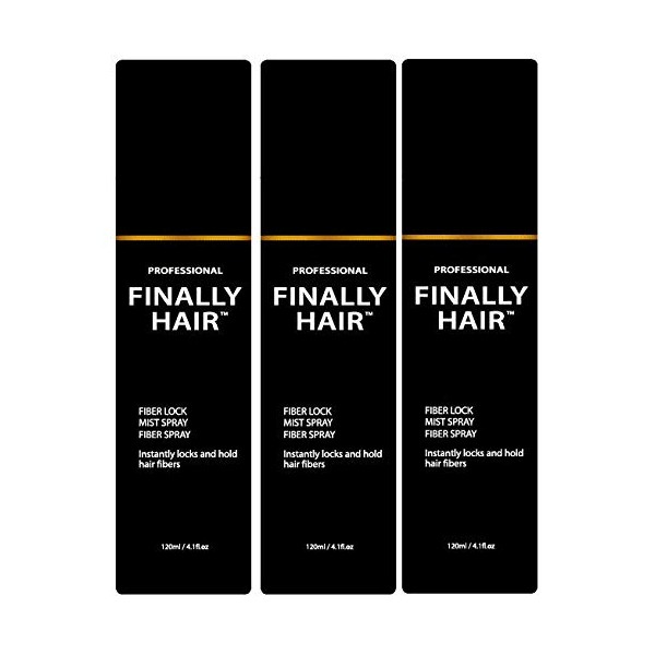 Hair Building Fiber STRONG Fiber Lock Hair Spray 3 Pack by Finally Hair (can be used with competitors fibers like Toppik, Xfusion, Strand, Cuuva, Efficient, Fibrex, Bosley)