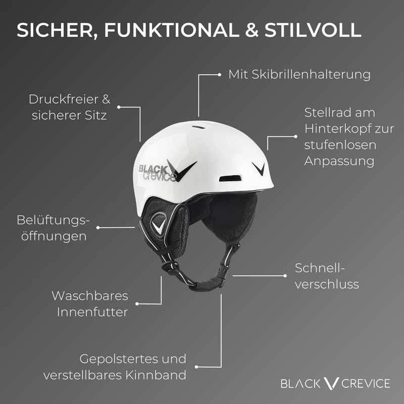 Black Crevice Children's Ski Helmet, 52-54 cm