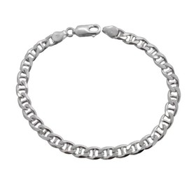 Treasure Bay Men's Silver Bracelet Heavy Thick 925 Sterling Silver 6.5MM Mariner Chain Brecelet Length 18.5cm, 19.5cm, 21cm, 22cm and 23cm (19.5)