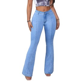 LaiyiVic Flare Bell Bottom Jeans for Women Stretchy Skinny Retro Flare Jeans Light Blue X-Large