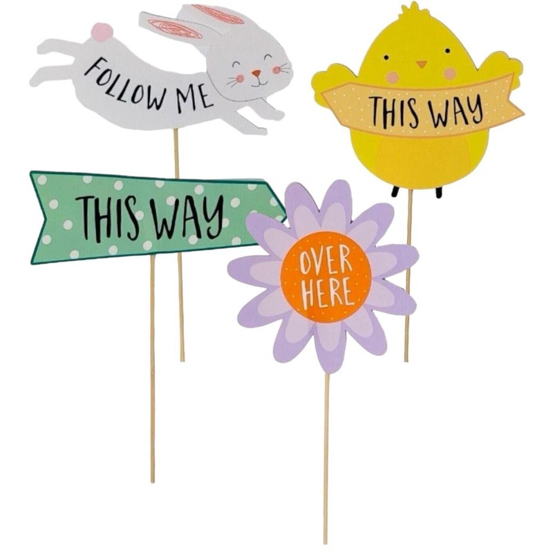 Easter Egg Hunt Kit 5 Signs, 20 Bunny Feet &