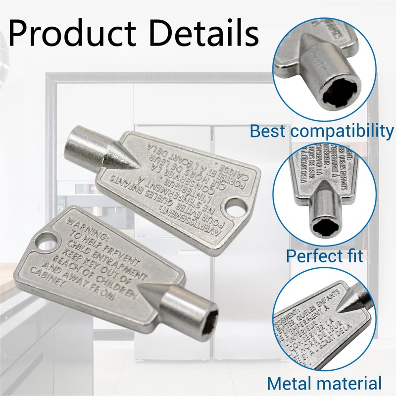WISINY 216702900 297147700 Metal Freezer Key Replacement 2 Packs