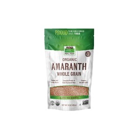 NOW Natural Foods, Organic Amaranth Whole Grain, Source of Protein and Fiber, Gluten-Free, Certified Non-GMO, 16-Ounce (Packaging May Vary)