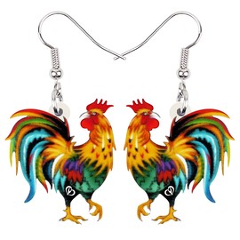 NEWEI Acrylic Cute Chicken Earrings Dangle Charms Chicken Gifts for Women Farm Animals Jewelry (Green)