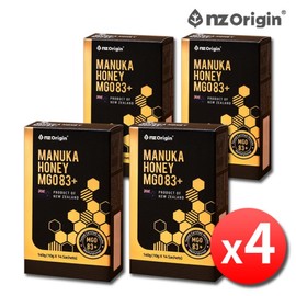 New Zealand Manuka Honey Sticks MGO 83 Natural Honey, 4 Boxes (Total 56 Packets), Premium Stick-Type Gift Set from New Zealand / 뉴질랜드 마누카꿀 허니 스틱 MGO 83 자연 벌꿀 4박스 총 56포 뉴질랜드산 프리미엄 스틱형 답례품 선물세트