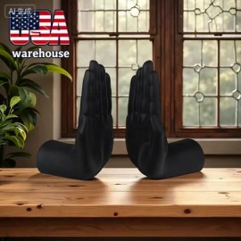 Chic Support, Modern Palm-Shaped Bookends - Decorative Resin Book Stands for Home, Office & Living Room Decor, Study OrnamentsColor: Black, Size: One Size