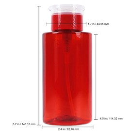 10oz PANA Red Push-Down Dispenser Bottle - 1 Bottle - Empty Refillable Pump Bottle for Nail Polish Remover Liquid