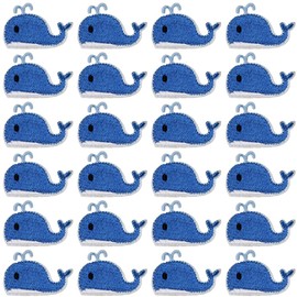 CABODYALS 10Pcs Bule Whale Shape Sea Embroidered Patch Cartoon Ocean Animal Sew on Patches Cute Fish Iron on Repair Appliques Emblem Bulk for Sewing Making Crafts Clothes Bag Jacket Jeans Dress Supply