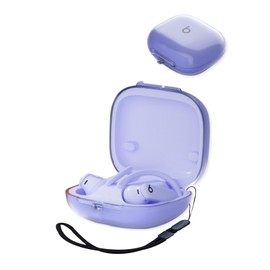Compatible with Beats Powerbeats Pro 2 Wireless Headphones，True Wireless Noise Cancelling Earbuds,Clear Soft TPU Full Body Shockproof Protective Cover with Lanyard,Clear Purple