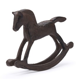 BRASSTAR Cast Iron Rocking Horse Statue 6.3” Garden Home Office Desk Decor Paperweight Collection Childlike Figurine TQZDPT47