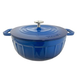 Molung 5 Quart Enameled Cast Iron Dutch Oven with Lid - Heavy Duty Casserole Pot – For Roasting, Baking, Stewing - Enamel Coated Cookware (Skydeep Blue)