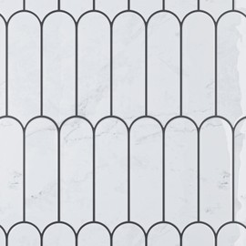 VaryPaper 10 Sheets Long Fish Scale Peel and Stick Backsplash White Marble Look Back Splash Stick on Tiles for Kitchen Bathroom Vinyl Backsplash Tile Waterproof Self Adhesive Wall Tiles 12''x12''