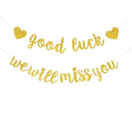 Bliceon Gold Luck We Will Miss You Banner, Glitter Retirement Party Sign Garland, Going Away Farewell Party Decorations, Graduation Party Supplies