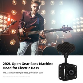 Domofa Carbon Fiber Bass Machine Head 2R2L Open Frame Tuners Tuning Key Pegs Replacement for Electric Jazz Guitar Bass or Precision Instruments 1:28 Ratio Gear