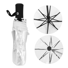 Automatic Clear Umbrella Windproof Transparent Automatic Rain Travel Compact Folding Three Folds Portable for Men & Women