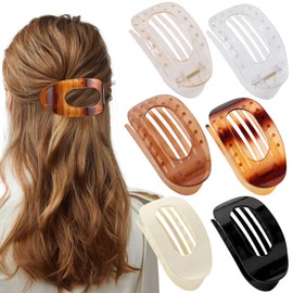 FloralGrace Set of 6 Flat Hair Clips, Amber Suit, Round Hair Clips for Women and Girls, Flat Claw Clips with Strong Hold for Thick and Thin Hair