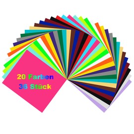 FORBELL Plotter Film Textile Pack of 10, 30.5 x 25.4 cm Textile Iron-On Transfer Film (36 Pieces (20 Colours))