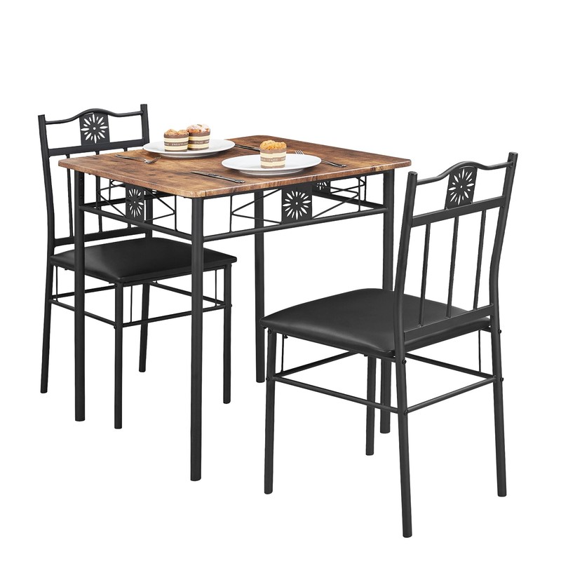 VECELO 3-Piece Small Kitchen Dining Table Set for 2, PU