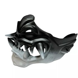 BEYOND MASQUERADE BLACK & WHITE Japanese Monster Hannya Mask Demon Oni Samurai Half Face Custom