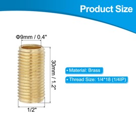 PATIKIL 1/4IP Standard Thread Brass Lamp Pipe Nipple, 5 Pcs 30mm/ 1.2" Length Hollow Tube Adapter Coupler Connector Pipe Fitting Hardware DIY Repair Part for Lamp Lights