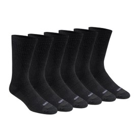 Dickies Men's Dri-Tech Moisture Control Max Full Cushion Crew Socks, Available in M-XL (6, 12, Solid Black (6 Pairs), X-Large
