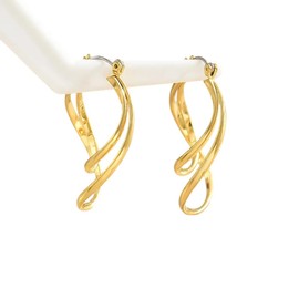 Luxury 18K Gold-Plated Twisted Double Hoop Earrings | Hypoallergenic and Waterproof