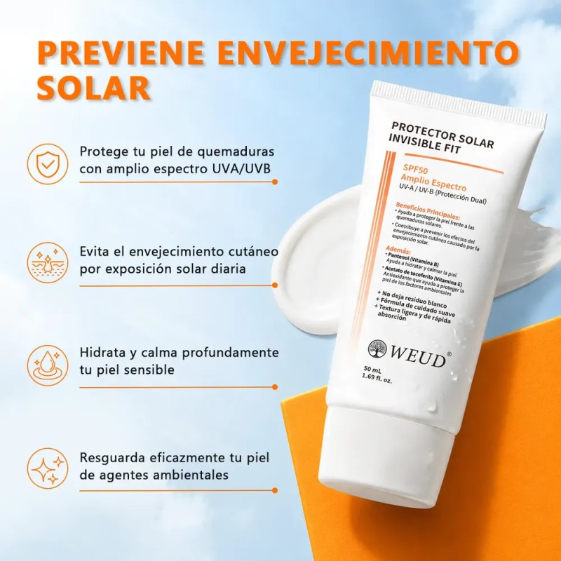 Weud Protector Solar Invisible Fit Spf50+ Uv-a/uv-b 50ml 2pz