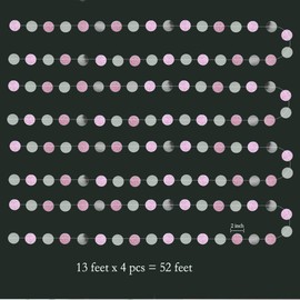 Glitter Pink and Silver Circle Dot Garlands Twinkle Little Star Garlands Polka Dots Streamer/Backdrop/Bunting for Girls Birthday Party Decoration/Hanging Decor/Baby Shower/Wedding/Room Decorations