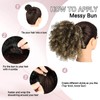 LEOSA Kinky Curly Short Gray Messy Bun Drawstring Ponytail Extension