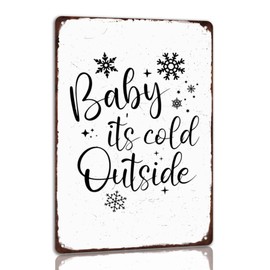 Baby It's Cold Outside Tin Sign Vintage Christmas Metal Signs Winter Wall Decor For Home Kitchen Bar Cafe 8x12 Inch