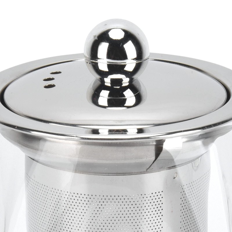 Tomotato Glass Teapot with Removable Stainless Steel Infuser, Heat-Resistant Clear