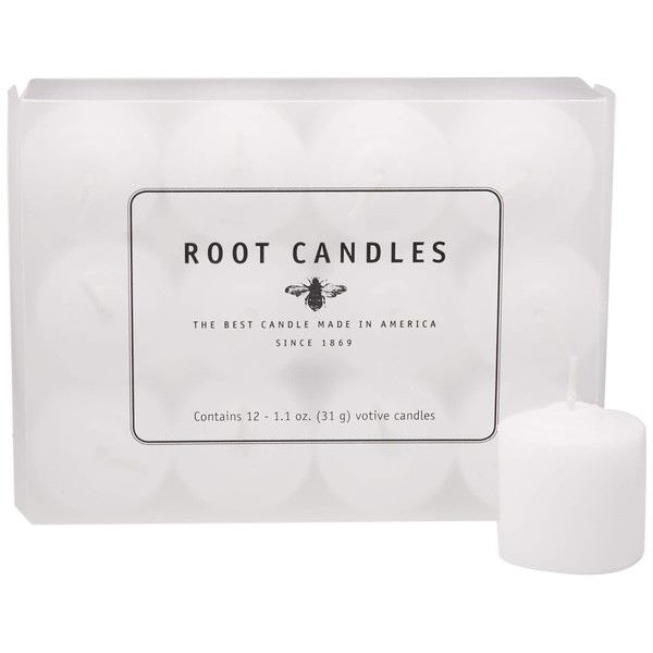 Root Candles 10-Hour Unscented Beeswax Blend Votive Candles, 12-Count, White