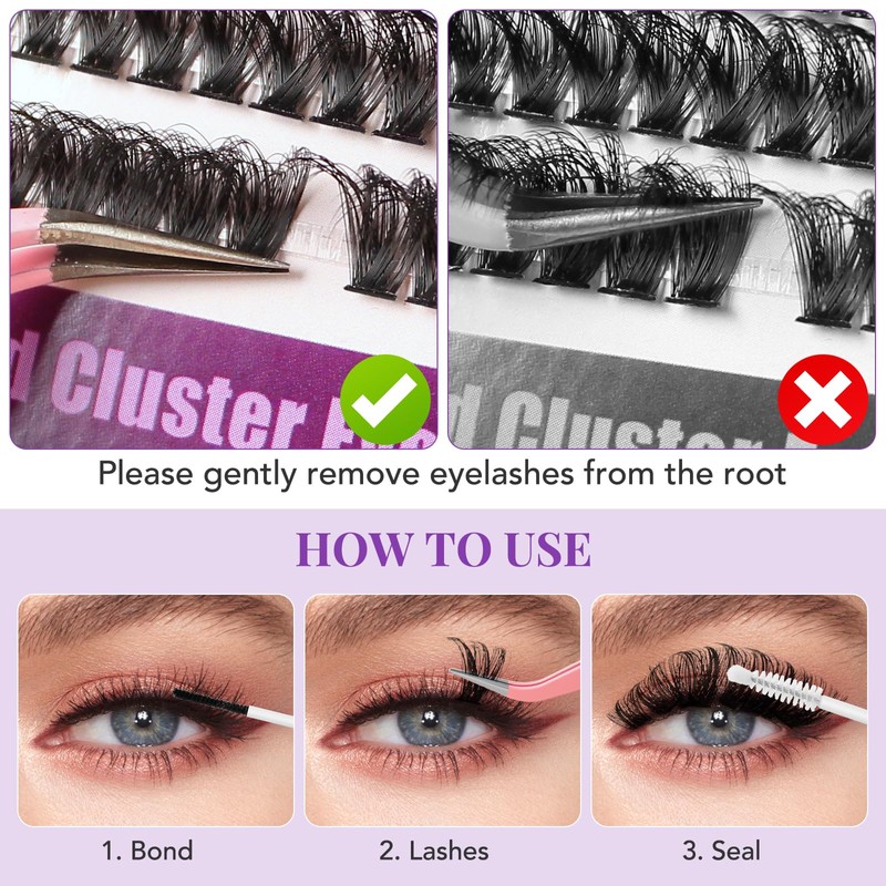 Fluffy Individual Eyelashes Cluster Lashes Russian D Curl Lash Clusters