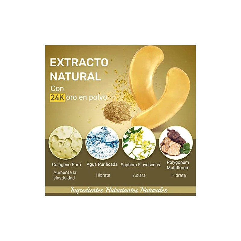Parches para Ojos Ojeras 24k Oro- 20 Pares Mascarillas de