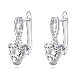 POPLYKE 925 Sterling Silver Infinity 1.2CT D Color Lab Created Diamond Moissanite Earrings Dangle Drop Heart Cut Lab Created Diamond Earrings Leverback Earrings for Women Jewelry