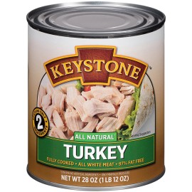 Keystone Meats All Natural Turkey Fully Cooked 28oz No Preservatives Food  - Pack of 2 Cans