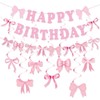 Bow Birthday Party Decorations - Pink Bow Birthday Banner Bows