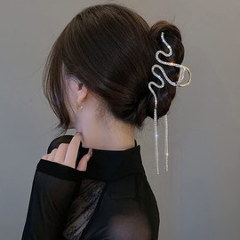 Hair Jaw Claw Clips Fish Bone Shape Large Metal Gold Fashion Nonslip Hairpin Catch Clip Accessories for Thick/Thin Hair HairStyling (Gold Snake)