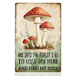 WEBEEDY Mushroom Vintage Signs Metal Tin Sign with Noticeable Words, Retro Mushroom Kitchen Signs Wall Hanging Wall Art Decoration for Garden Bathroom Bar Pub Garage Gift, 20x30cm/7.87x11.81''