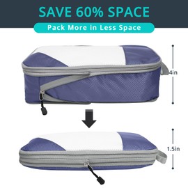 NICOSHOW Compression Packing Cubes 3 Set, Compressible Space-Saving Packing Cubes for Travel - Compression Bags, Luggage Organizer, Travel Essentials for Women, Bluish Purple