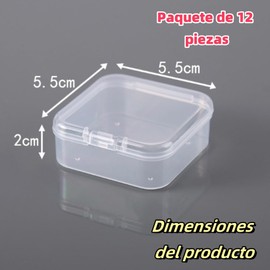 Lovgrin Recipientes de Almacenamiento de Abalorio, Caja Pequeña de Plástico de 12 Unidades, Caja Cuadrada de Plástico Transparente con Tapa con Bisagras para Organizar Pequeños Artículos(5.5*5.5*2cm)