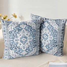 XPHZZL Cushion Covers 65cm x 65cm Set of 2 Soft Decorative Square Throw Pillow Case Boho Pillowcases for Sofa Bedroom Outdoor Home Office Car Decor with Invisible Zipper 26 x 26 Inch- Blue/Multi