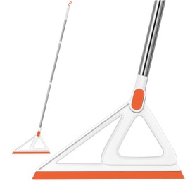Multifunction Magic Broom, Silicone Squeegee Broom for Floor, Rubber Broom Sweeper for Living Room, Kitchen, Bathroom-Easy Dry The Glass (Orange, 54 INCH)