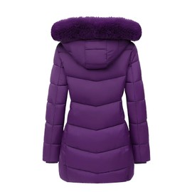MOERDENG Women's Winter Windproof Warm Down Coats Waterproof Thicken Hooded fashions Puffer Jacket Purple 05-S
