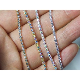 1 yard 2mm Rhinestone Chain - color: 1 Y silver- clear