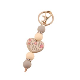 MyfavoriteK Fancy Be Kind Keychain for Women Cute Beaded Heart Keyring for Car Keys Backpack Purse Charm (Beige)