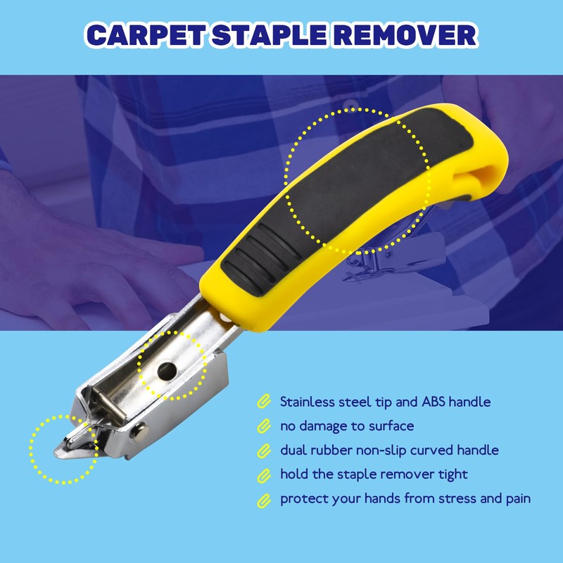 Waltool 5Pcs Upholstery Staple Remover Tool Set, Construction Carpet Remover,