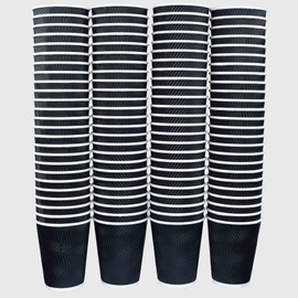 VABE UK Disposable Coffee Tea Cups - 100 Insulated Eco Friendly Paper Cups - 12 Ounce Rippled Wall for Added Protection - tripled Layer hot Drink Cup (Black)